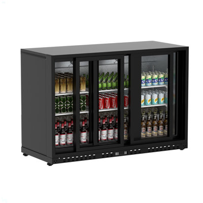 11.4 Cu.Ft Back Bar Cooler 53.2"W Beverage Refrigerator, 3 Low-E Glass Sliding Doors, Counter Height Bar Fridge,Commercial Display Refrigerator, Anti- by Prep & Savour