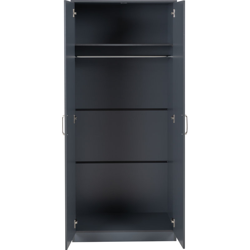 Sumrah 2 Door Manufactured Wood Wardrobe, Grey