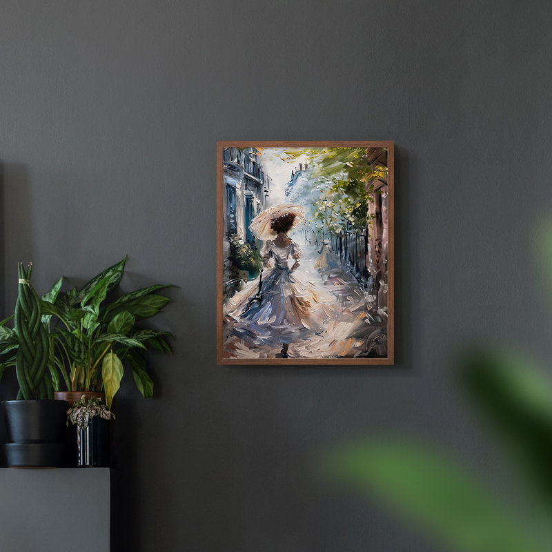 «WOMEN-VII», reproduction d'art encadrée - Prêt à accrocher, H 20 po x l 8 po, Noyer