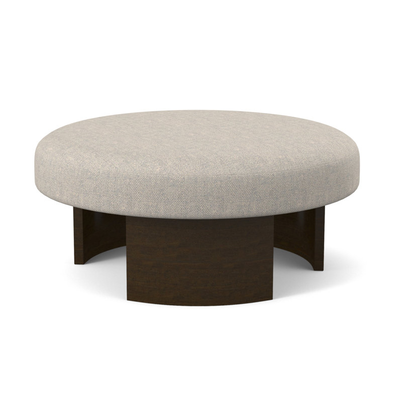 Eclipse Round Ottoman, American Walnut, Libby Linen