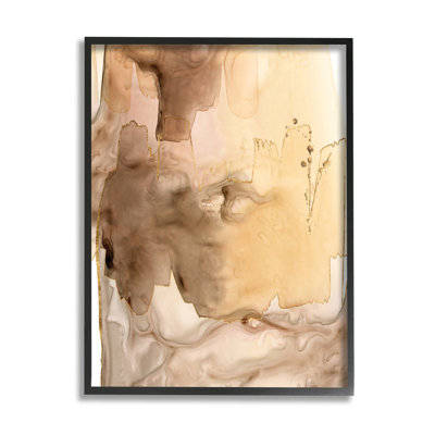 Abstrait de peinture mouillée, coups d'aquarelle brune