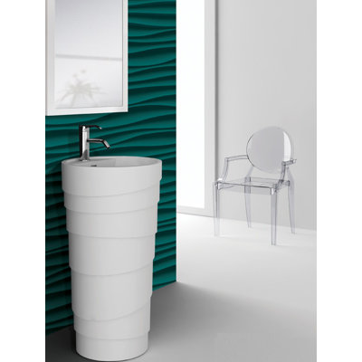 Circular Pedestal Bathroom Sink with Overflow
