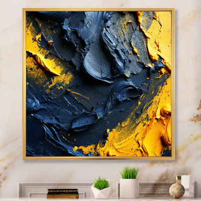 Rough Love Slavic Abstract Painting Yellow Blue I - Abstract Painting Wall Art Living Room