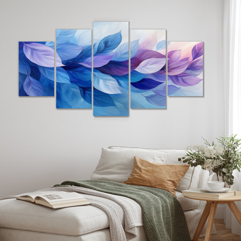 «Floating Leaves In Mauve nk River II», art mural feuilles - décoration murale traditionnelle diamant