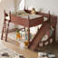 Lit mezzanine avec tablettes de rangement et garde-robe, structure en bois massif, glissière amovible, aucun sommier nécessaire-2005987733-2005987726