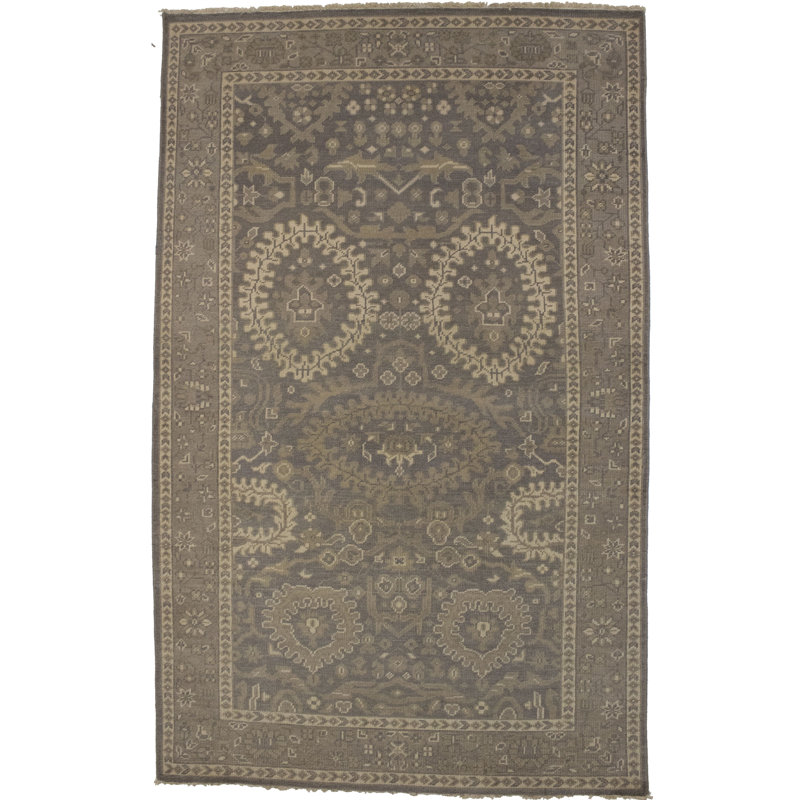 Tapis décoratif brune discrète en laine nouée à la main Hiawassee