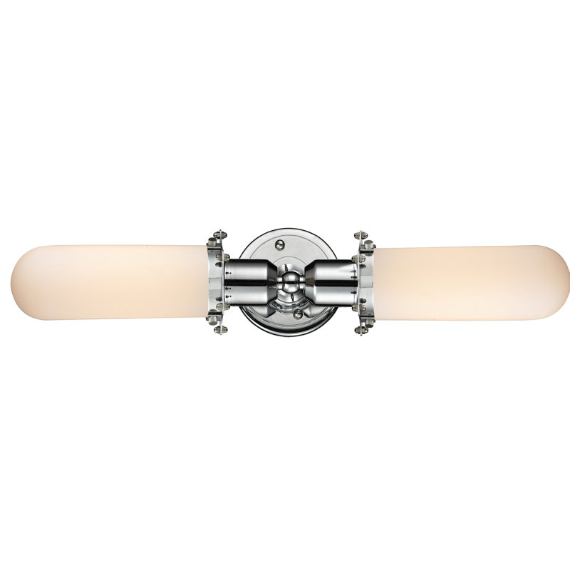 Éclairage pour meuble-lavabo 2 lumières Mikell, Blanc mat, Chrome poli