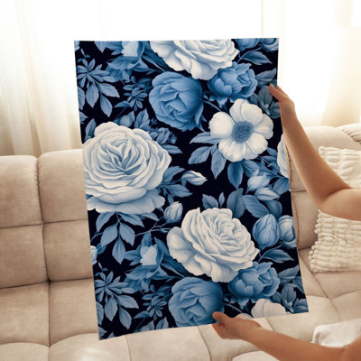 Floral, William Morris, pivoines bleues III, reproduction d'art non encadrée