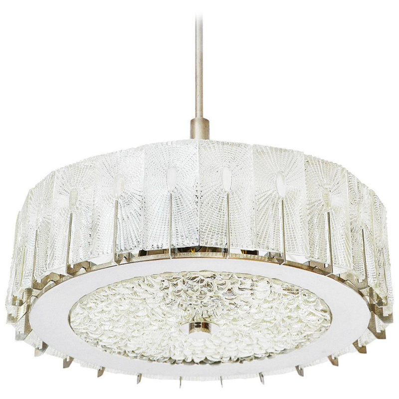 Lustre vénitien clair Kalmar, Laiton brossé, Givré, 48” Width x 12” Height