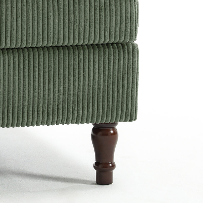 Chaise longue modulaire rembourrée en velours côtelé capitonné avec dossier rembourré et repose-pieds de rangement amovible