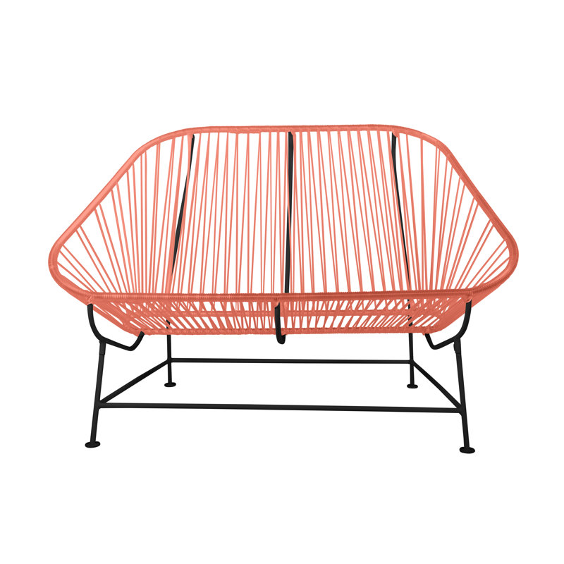InLove Indoor/Outdoor Handmade Loveseat, Coral/Black