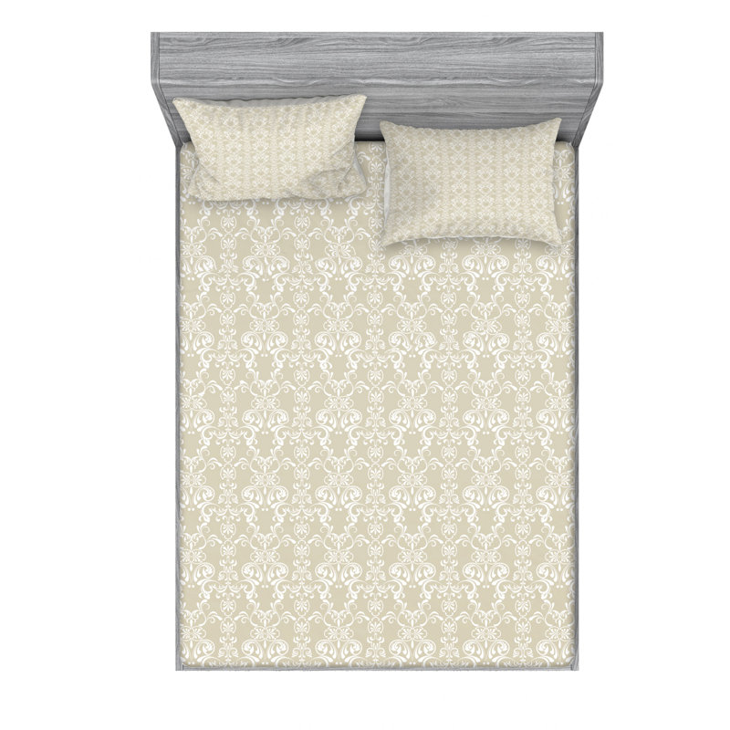 Microfiber Damask Sheet Set, Full Sheet Set + Fitted Sheet + 2 Pillowcases