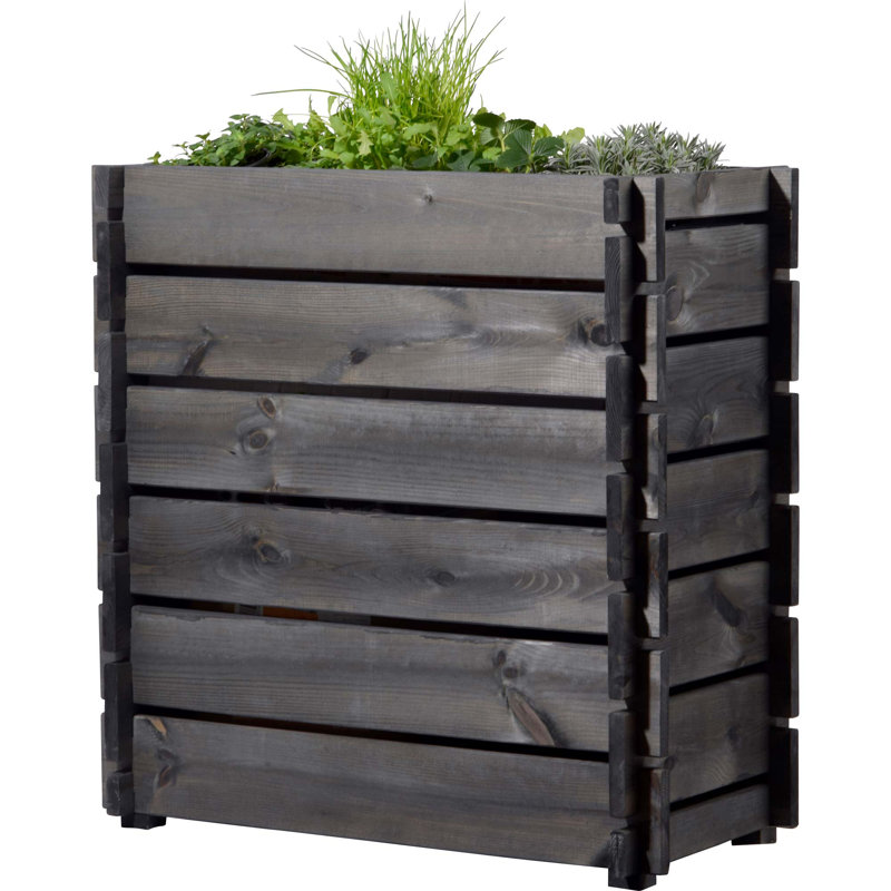 Aakeem Wood Raised Garden Bed, Anthracite