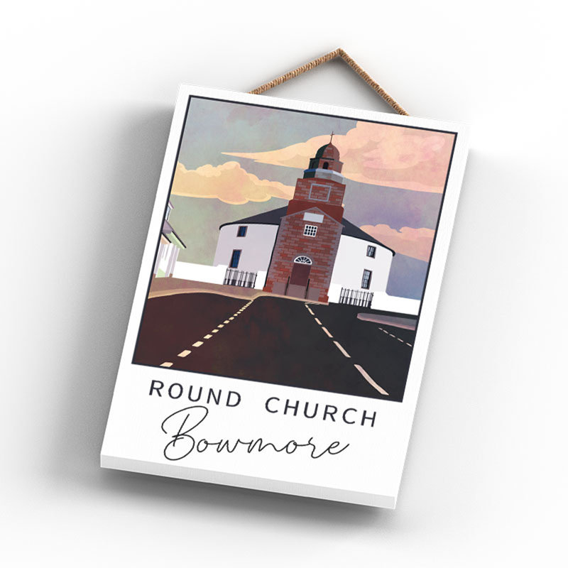Round Church Bowmore - No Frame Print on Wood