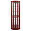 Vitrine de coin éclairée à 6 tablettes avec tablettes réglables en verre trempé et miroir arrière, cerisier (ampoule E26 non incluse)-1360542890