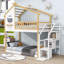 Lit superposé simple au-dessus de simple avec rangement et garde-corps Blakley Stairway-976402520
