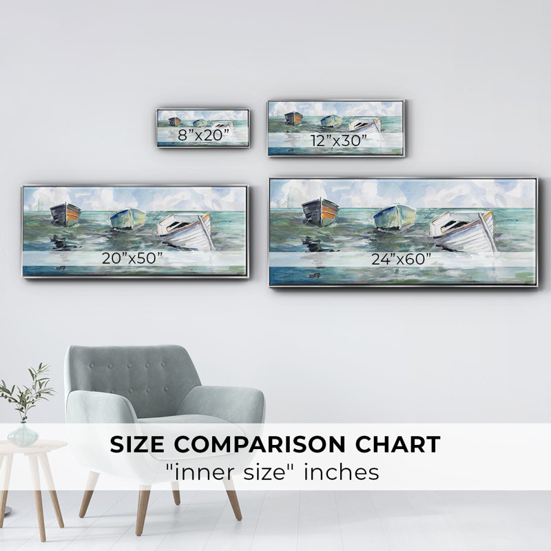 Caught at Low Tide I- Framed Canvas, 8" H x 20" W