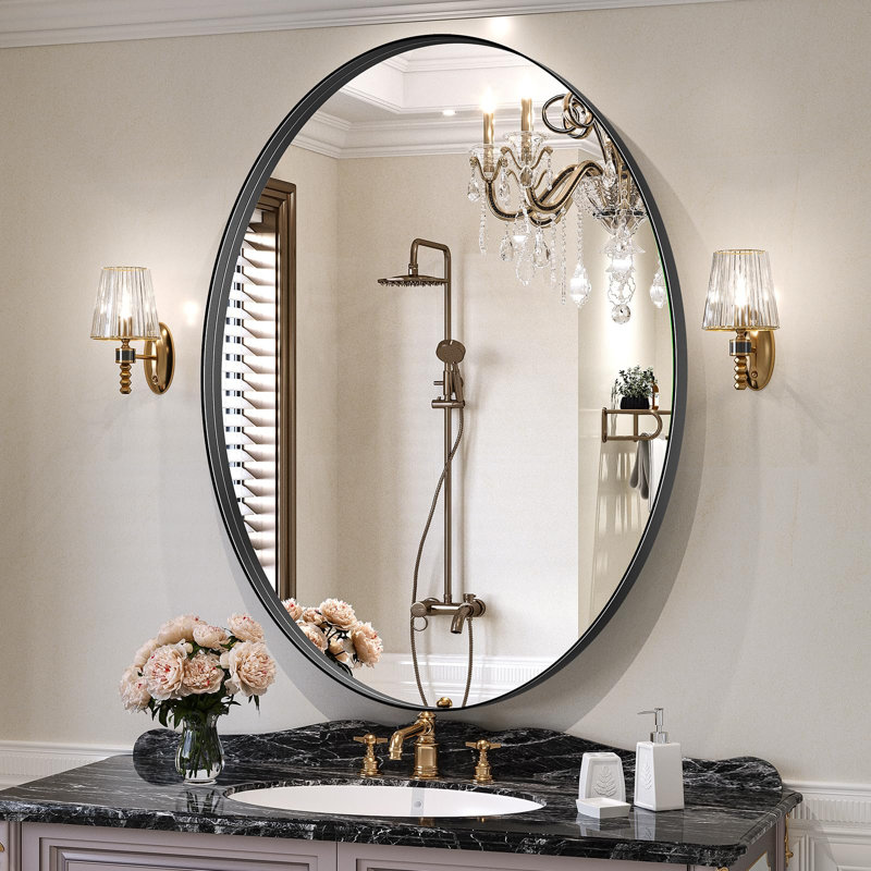 Miroir ovale à fixation murale, 40,55 po x 28,74 po