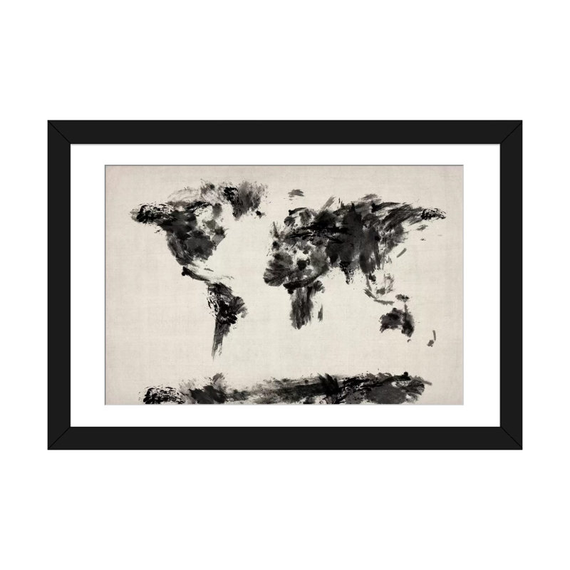 « map of the world painting splashs » par michael tompsett, impression sur toile, H 24 po x l 32 po x P 1 po, Blanc