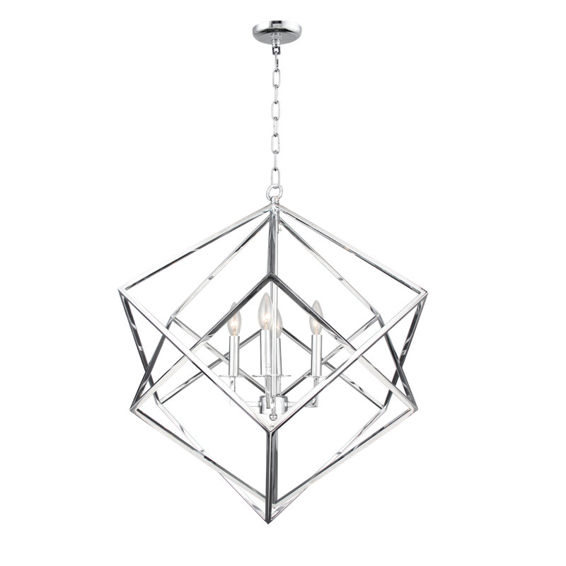 Lustre géométrique à 4 lumières de style bougie Napper, Noir