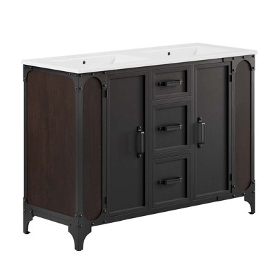 Meuble-lavabo double autoportant 48 po avec plateau Modfor Steamforge