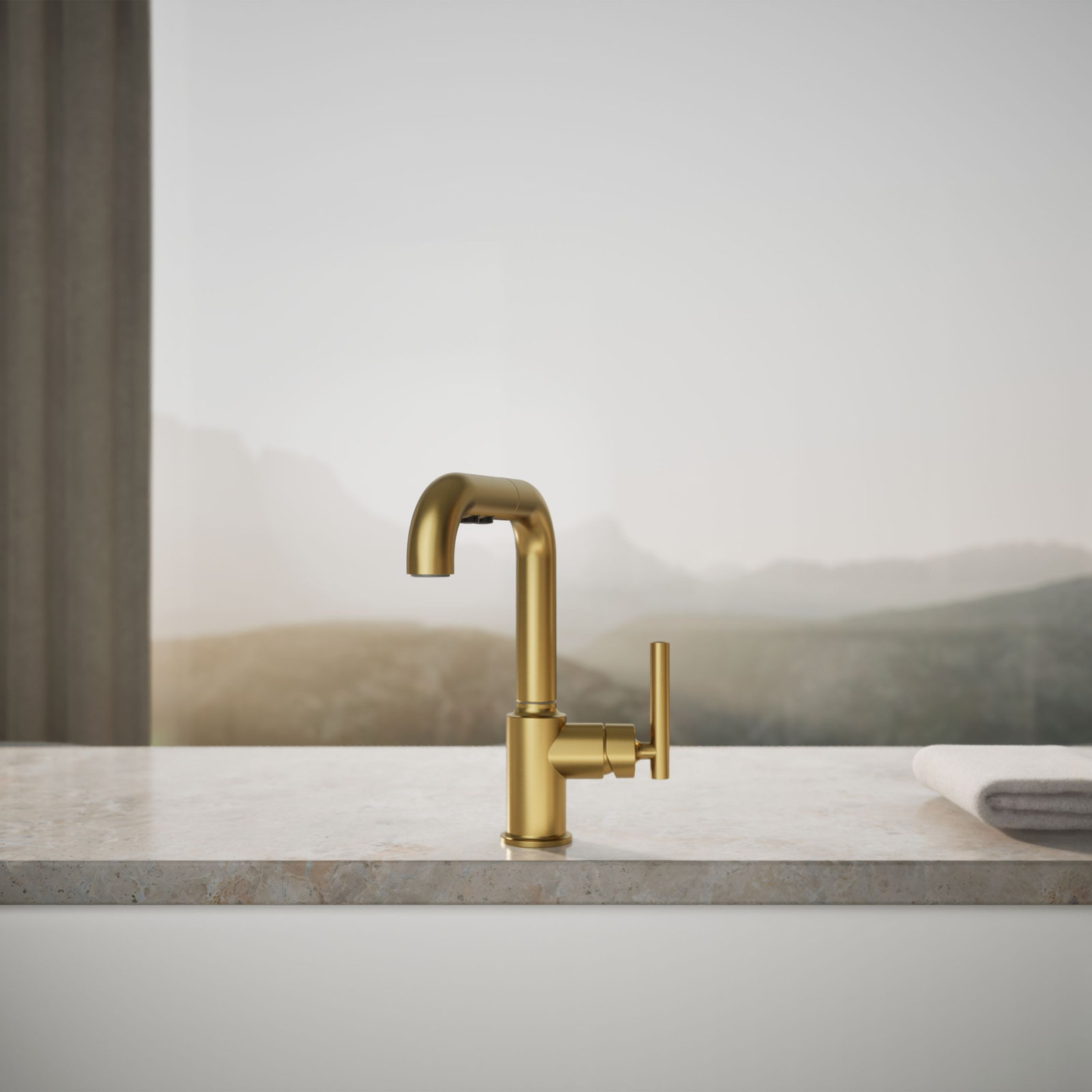 Purist Kitchen Faucet, Vibrant Brushed Moderne Brass