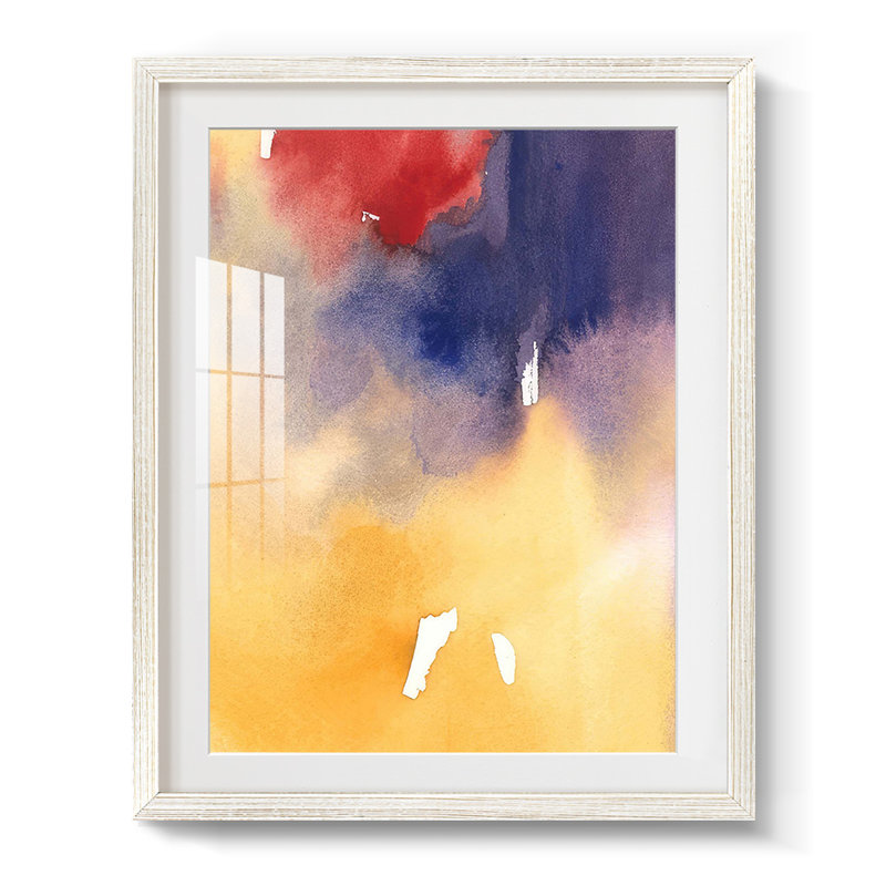 Coucher de soleil doré I - impression encadrée, H 28,5 po x l 20,5 po, Blanc