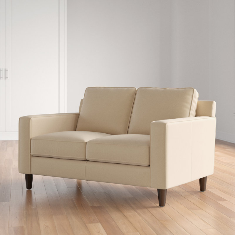 Nalston Upholstered 59'' Loveseat, Cream Genuine Leather