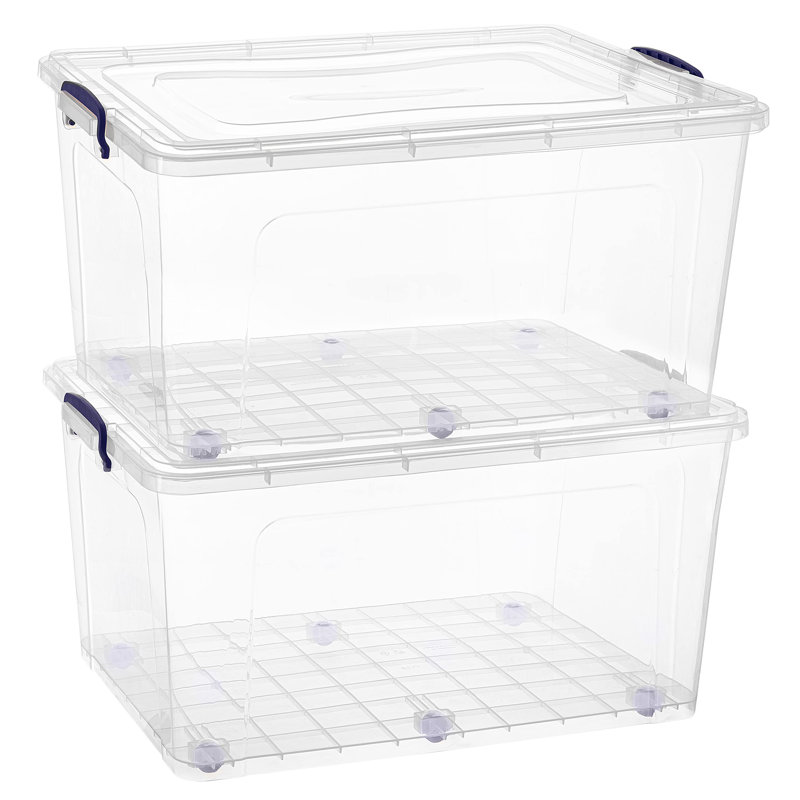  Storage Bins with Lids-85 Quarts Clear Boxes for Organizing, Stackable Plastic Containers- BPA Free, Non-Toxic, Odor Free, Organizer for Home, Office, Dorm,2 Pack