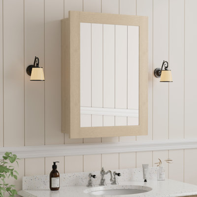 Fiona 16 In. W X 24 In. H Wood Medicine Cabinet with Mirror, Reversible Door, Adjustable Wooden Shelves, Fully Assembled, White