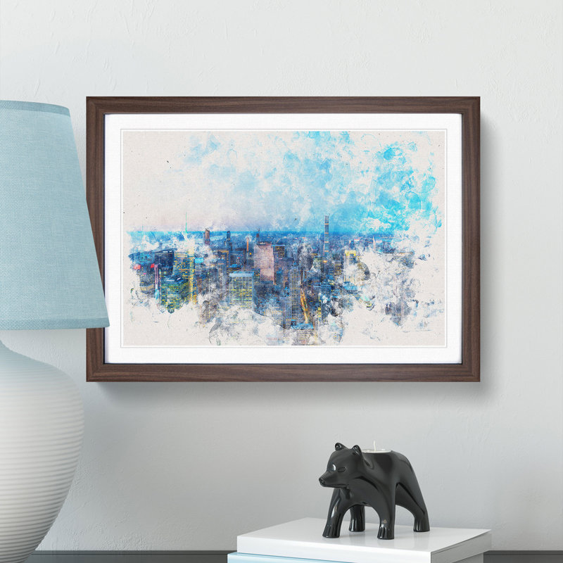 The Sky Above New York - Picture Frame Painting Print, 33cm H x 45cm W x 2cm D, Walnut Framed