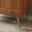 - Meuble-lavabo de style salle de bain avec surface en faux marbre, lavabo en céramique brillante, contreplaqué imperméable et base en acier inoxydable doré pour les petites salles de bain, comptoir, lavabo, rangement à double porte,-133043684