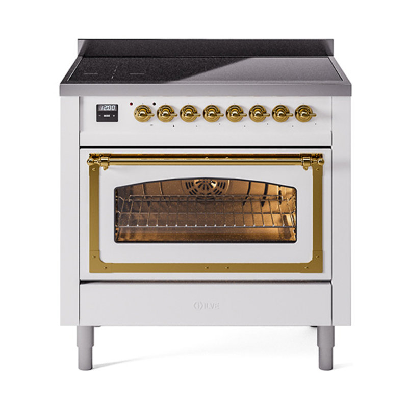 ILVE Nostalgie II Noblesse 36 po à induction, Blanc/laiton