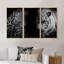 Léopard et tigre en noir - 3 pièces, cadre flottant, impression sur toile-1110340483-1110340484