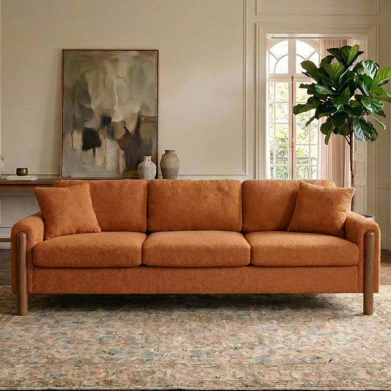 Canapé en peluche scandinave moderne de 83,86 po, Orange