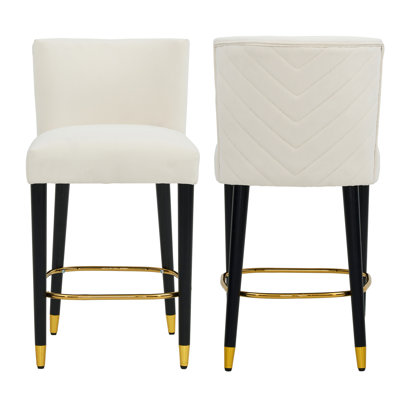 38.25'' H Solid Wood Velvet Counter Stool