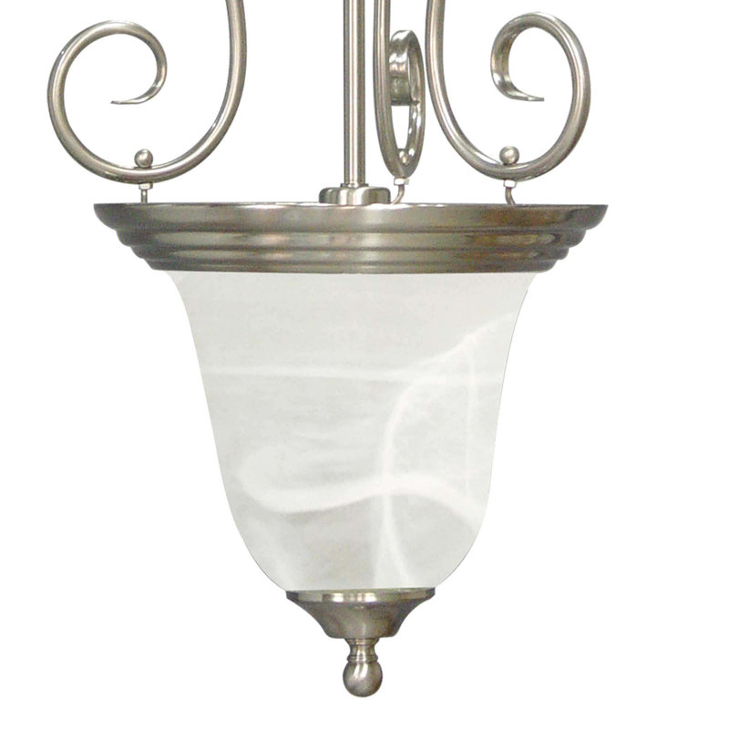  Sawyers 1-Light Indoor Brushed Nickel Hanging Pendant with Alabaster Glass Bowl, Brushed Nickel