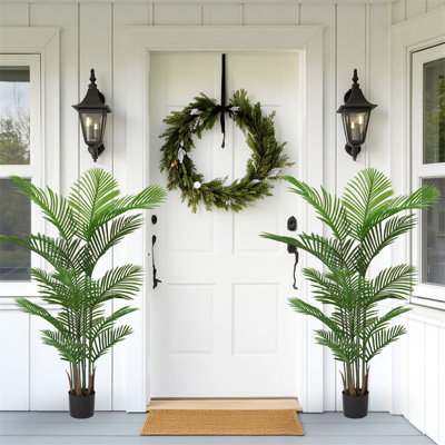5.2ft Artificial Areca Palm – Faux Dypsis Lutescens In Pot | Indoor/outdoor Home, Office & Garden Decor, 2pcs/set