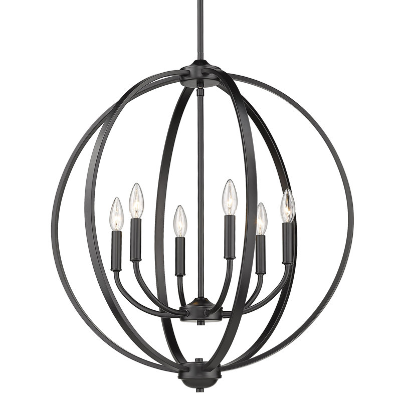 Petitt 6 - Light Dimmable Globe Chandelier, Matte Black, No Shade
