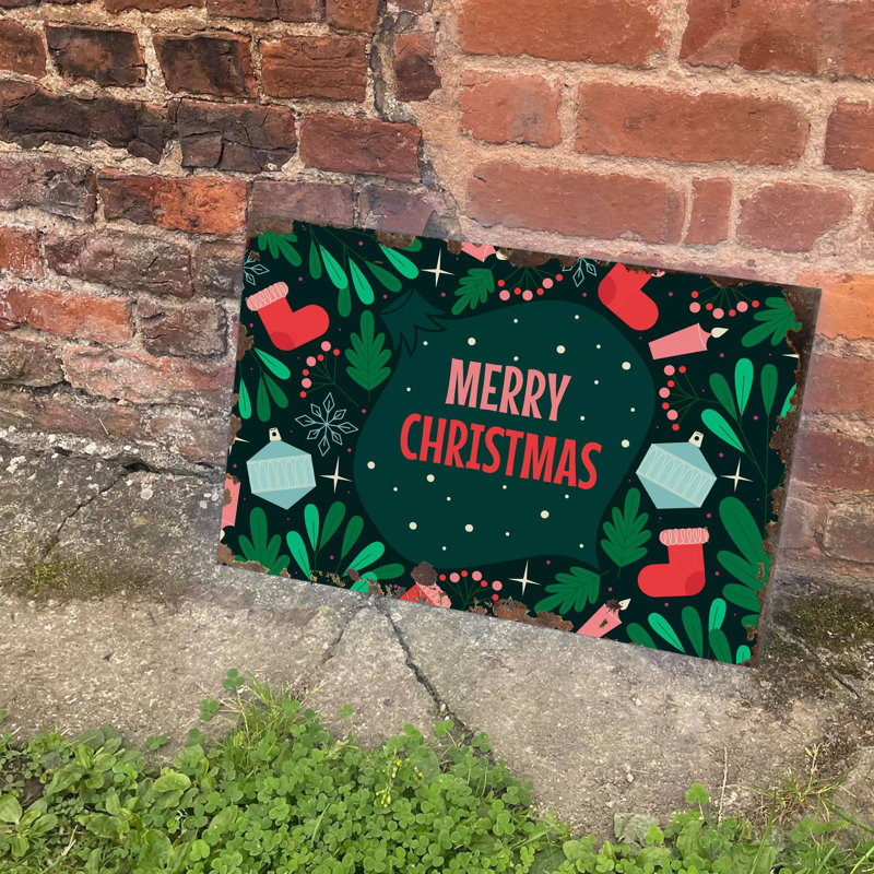 Merry Christmas Bauble - No Frame Print on Metal