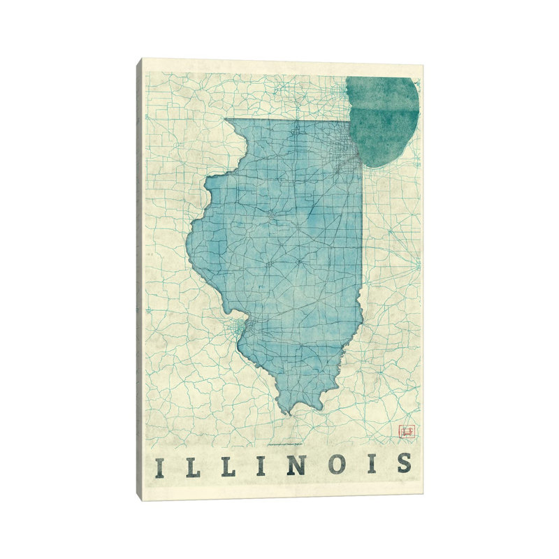 Illinois Map by Hubert Roguski - Wrapped Canvas Print, 30.48 cm H x 45.72 cm W