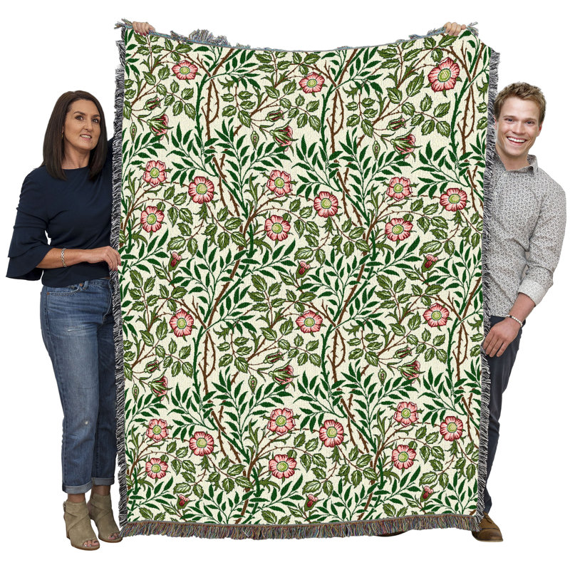 Couverture Pure Country Weavers par William Morris Sweetbriar - Artisanat d'art - Jeté en coton tissé à la main - fabriqué aux États-Unis (72 x 54)