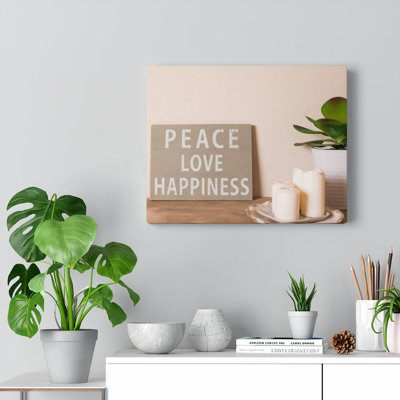 Peace Love Happiness - Wrapped Canvas Print