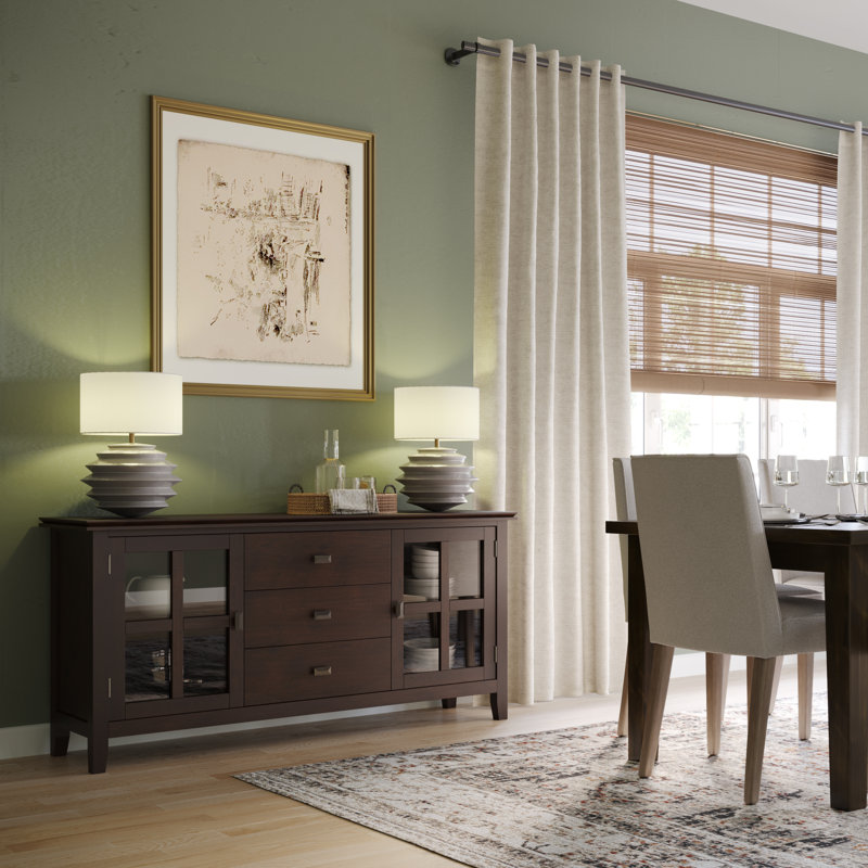 Artisan Dark Chestnut Brown Solid Wood Sideboard Buffet