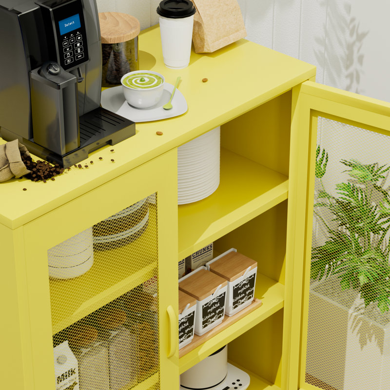 Ascena Metal Accent Cabinet, Yellow