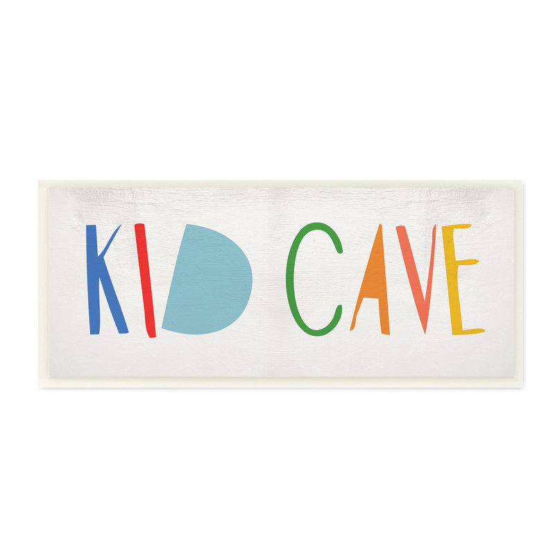 Kid Cave, phrase, typographie amusante, fantaisiste et fantaisiste, Bois, H 7 po x l 17 po x P 0,5 po