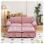 Canapé-lit gigogne en velours rose de 185 cm avec matelas dissimulé, canapé-lit pour petits espaces