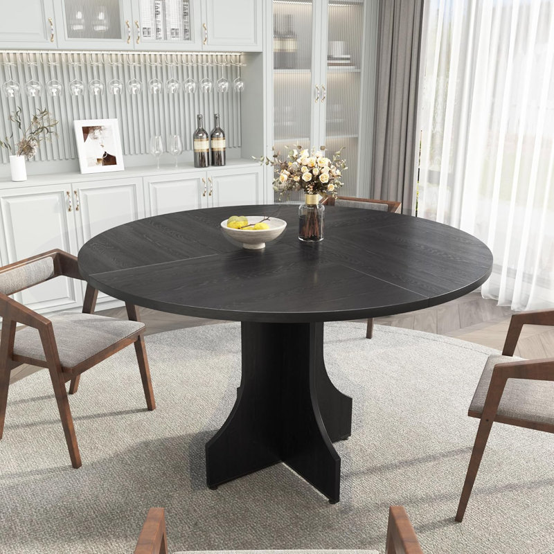 Table de cuisine de 47 po pour 4 à 6 personnes, table de ferme moderne avec pieds réglables, facile à assembler, Noir