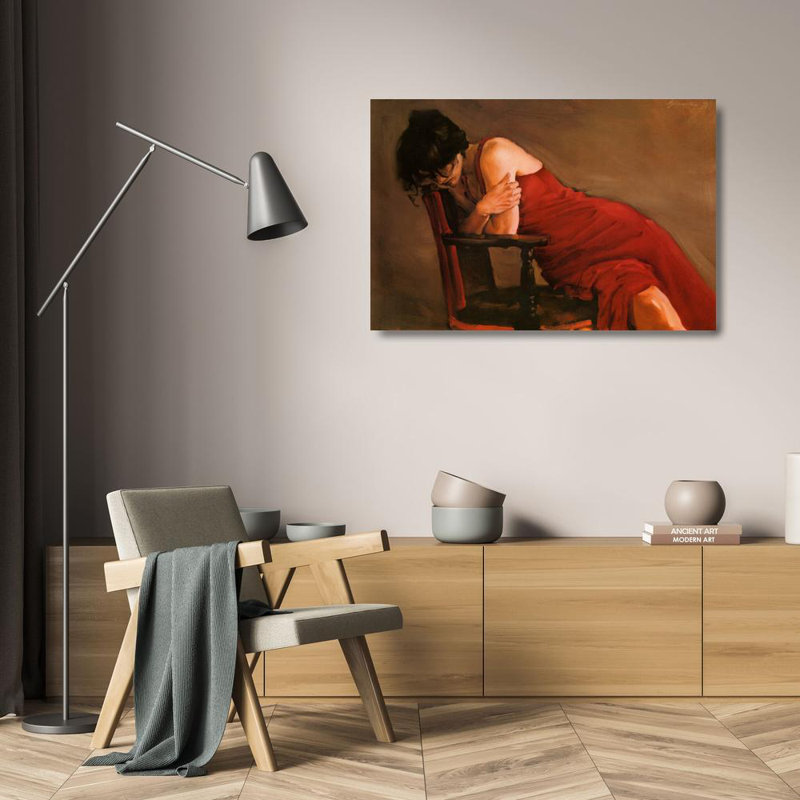 Robe rouge, H 16 po x l 24 po