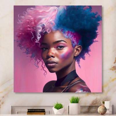 «Hip Hop Girl with Pink and Blue Hair II», reproduction sur toile